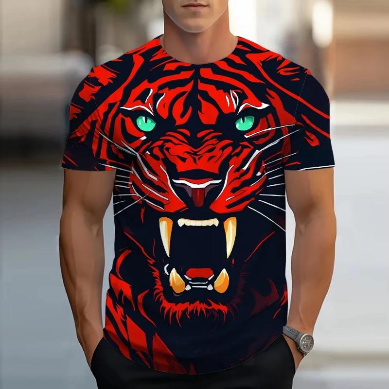 

Летняя мужская футболка Летняя мужская детская 3D-принтованная футболка с леопардом Модная футболка с круглым вырезом Женская футболка с коротким рукавом Уличная одежда Детская футболка Y2k XS