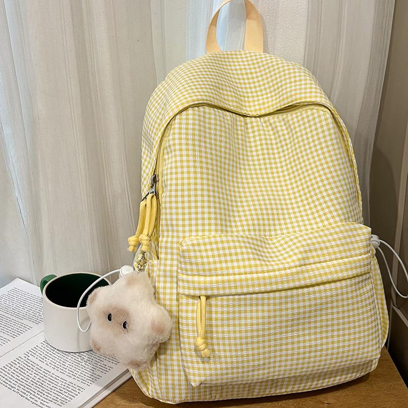 Large Capacity Casual Backpack Women's New Small Fresh College Style Student Schoolbag Plaid Backpack
