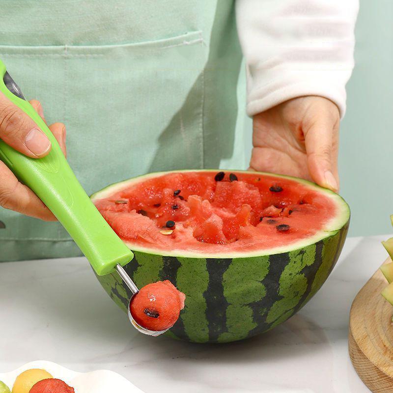 

4-In-1 Stainless Steel Fruit Carving Knife Melon Ball Spoon Set Tool Watermelon Spoon Fruit Tool Set Fruit Carving Tool Kitchen зелёный