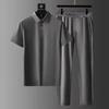 Set sportivo leggero traspirante estivo da uomo con cerniera scollo a V manica corta + set di pantaloni