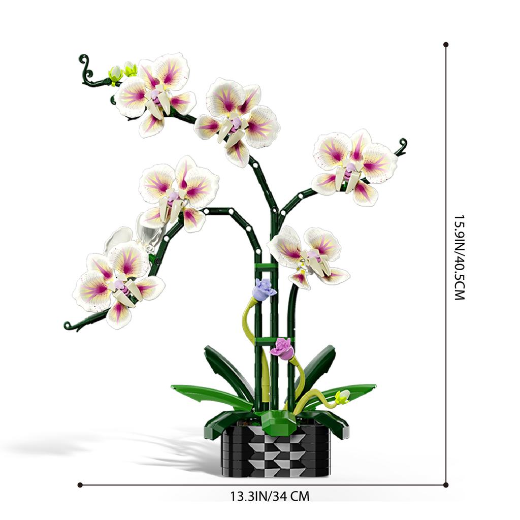 Textured Orchid Flower Building Blocks Set - Floral Home Decor & Christmas Gift Idea (DIY Artificial Blooms) 736PCS