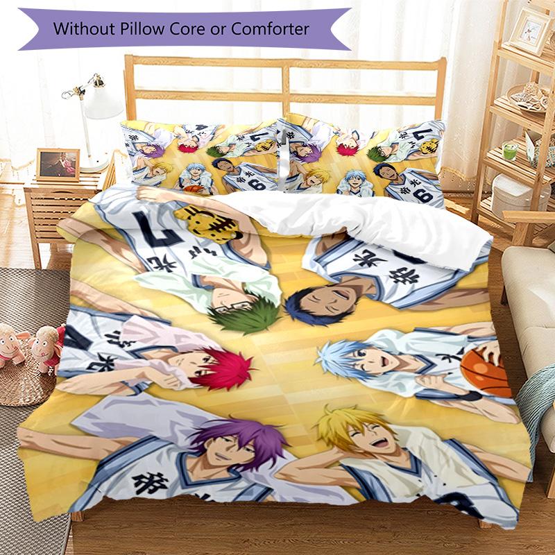 3pcs Kuroko's Basketball Design Cover Set - HD Printed Bedding with 1 Cover and 2 Pillowcases - Perfect for Home and Dorm Decor