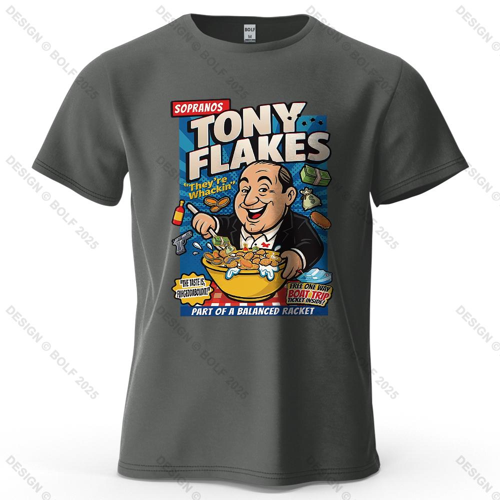 Футболка мужская с принтом Sopranos TONY FLAKES 100% хлопок оверсайз юмористические яркие графические футболки для женщин топы футболки уличная одежда