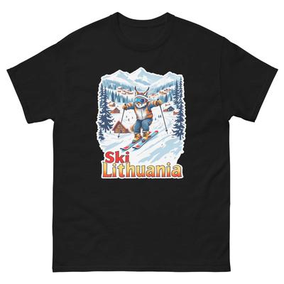 Ski Lithuania Lynx Cute Animal Skiing T-Shirt