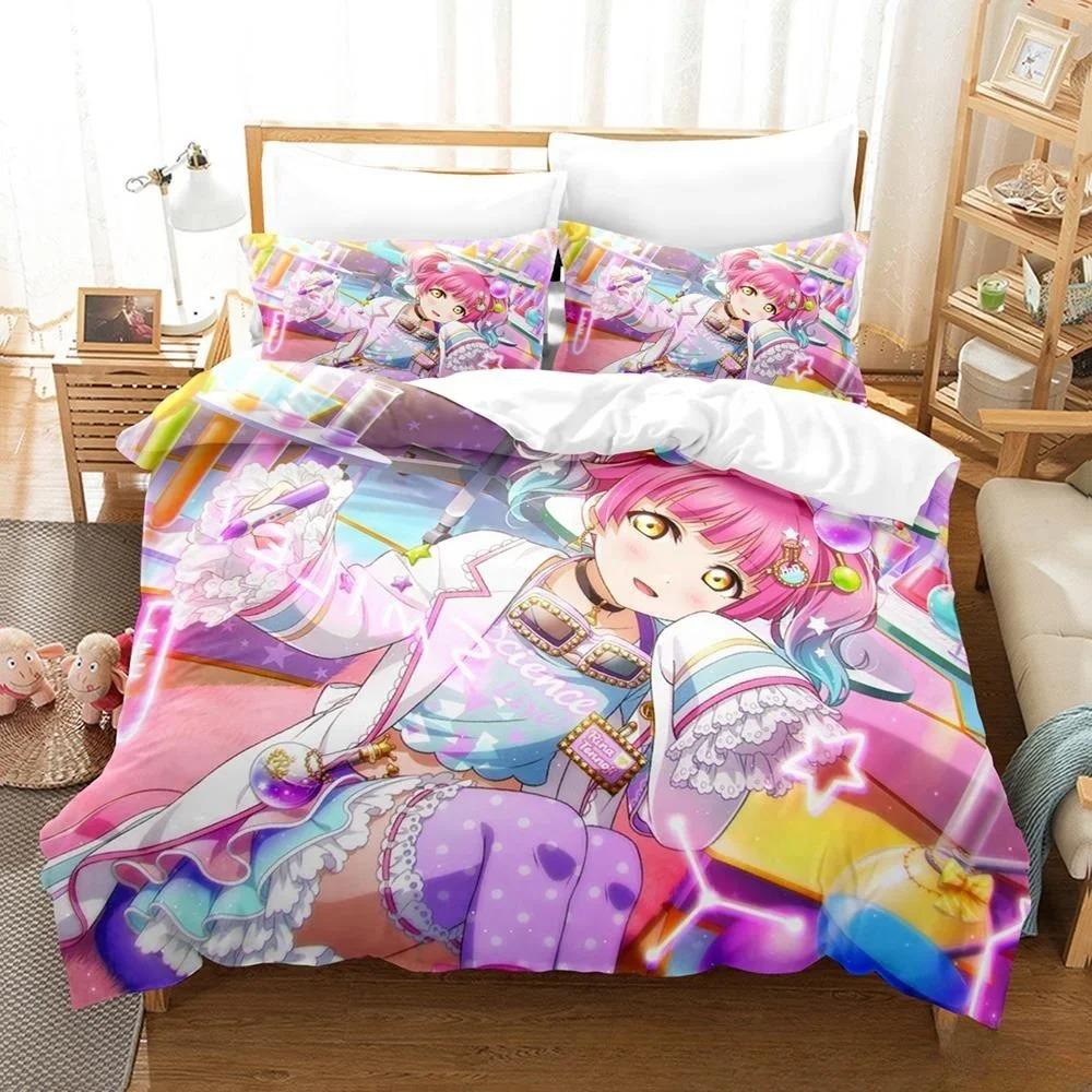 

Мода 2025 Новая Каваии Love Live! Комплект постельного белья Мультяшный Аниме трехпредметный комплект Взрослый Детский Спальня Пододеяльник Комплекты Домашний Текстиль 70x133cm 2pcs