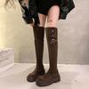 Fashion Autumn Winter Round Toe Ladies Above Over The Knee Shoes Fleece-Lined Platform Women's Thigh High Boots Y2k Demi-season Footwear