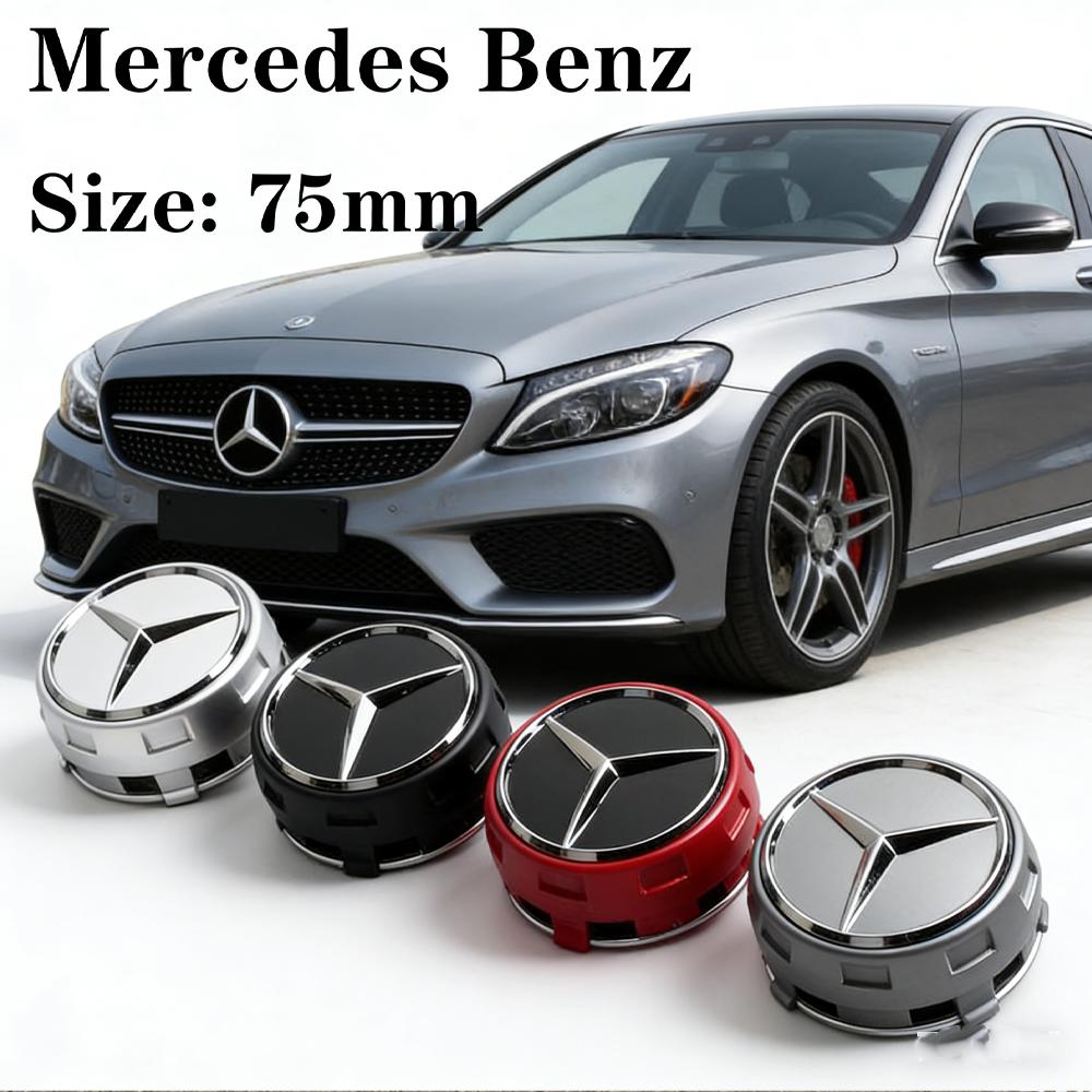 AABIF1 Car Wheel Center Cap Hub Covers Badge 4Pcs 75mm For Mercedes Benz AMG B/C/E/S Class C43 C63 E43 E53 E63 GLC GLK CLA Accessories