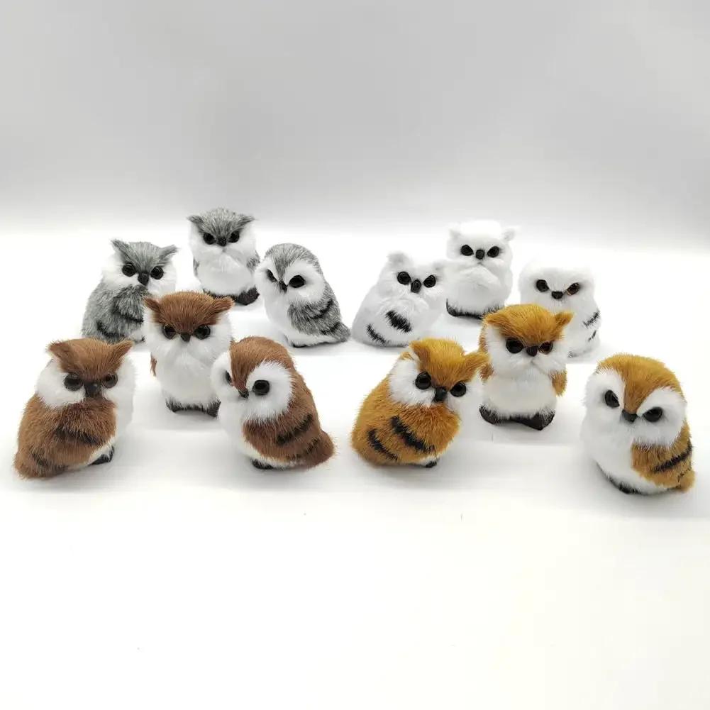 Simulation Plush Toys Action Figures Kids Gift Simulation Owl Exquisite Ornament Cute Furry Home Decoration Ornament Adornment