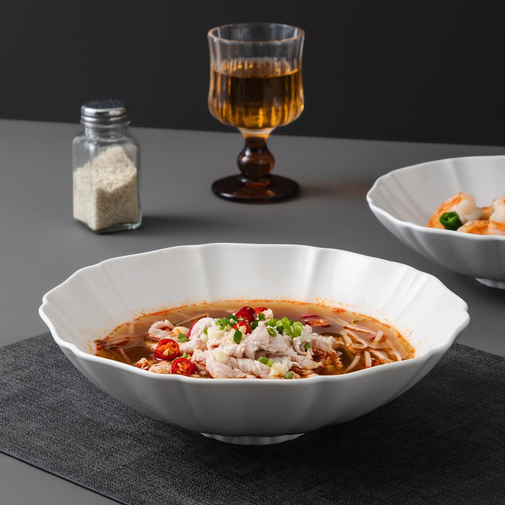 High-Value Soup Plate Hotel Creative Large Ceramic Bowl Home Household Dessert Bowl Japanese Ramen Bowl Fruit Salad Bowl