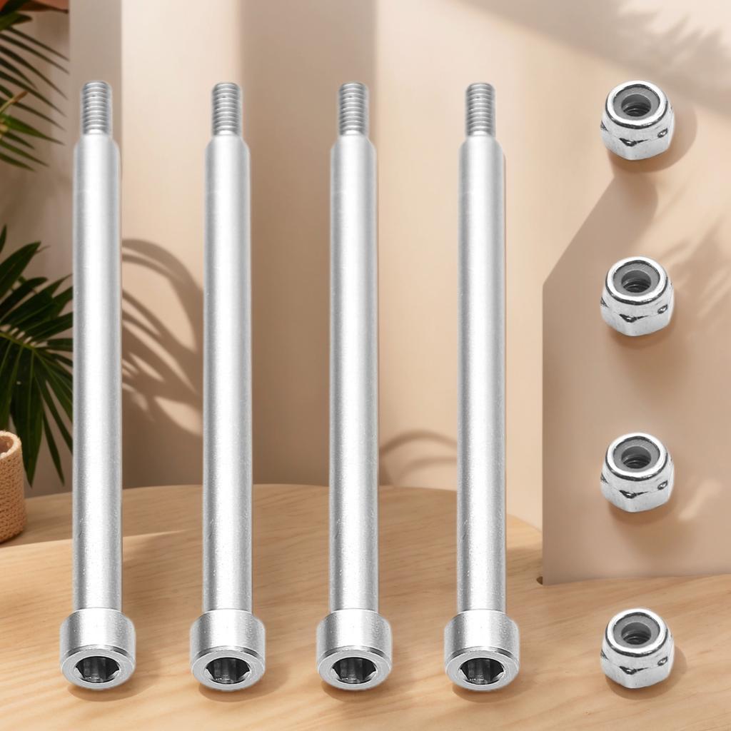 4Pcs Steel Threaded Hinge Pins A-Arm Pins 4x60mm and Nuts Set Compatibles for Remote Control Car Upgrades Repair Parts