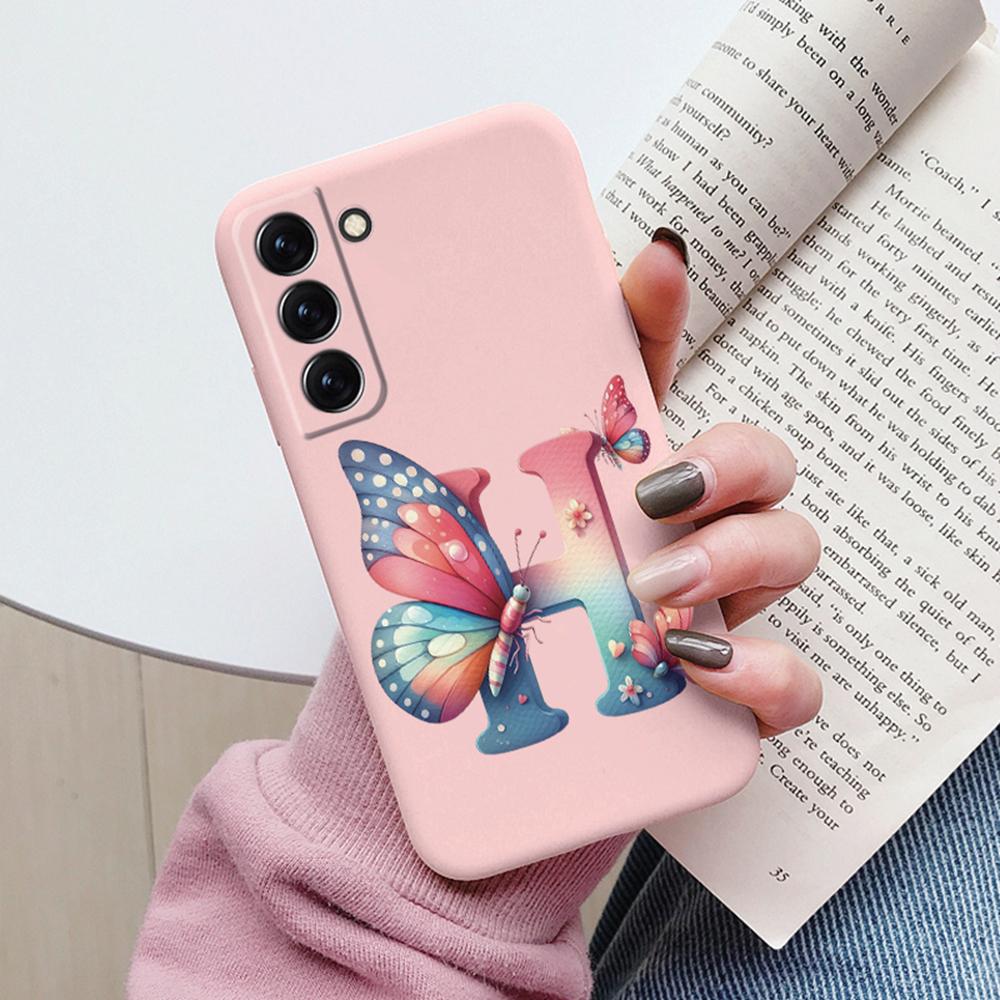 Phone Case Women For Samsung Galaxy S21 FE S22 Plus Girls Bumper Cover Colorful Letter Flower Butterfly Love samsang s22 Ultra