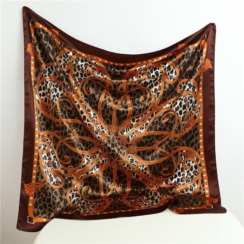 90*90Cm Square Silk Scarf Women Shawl Leopard Print Hijab Female Luxury Square Lady Muffler Bufanda Bandanna Echarpe Tie Bag