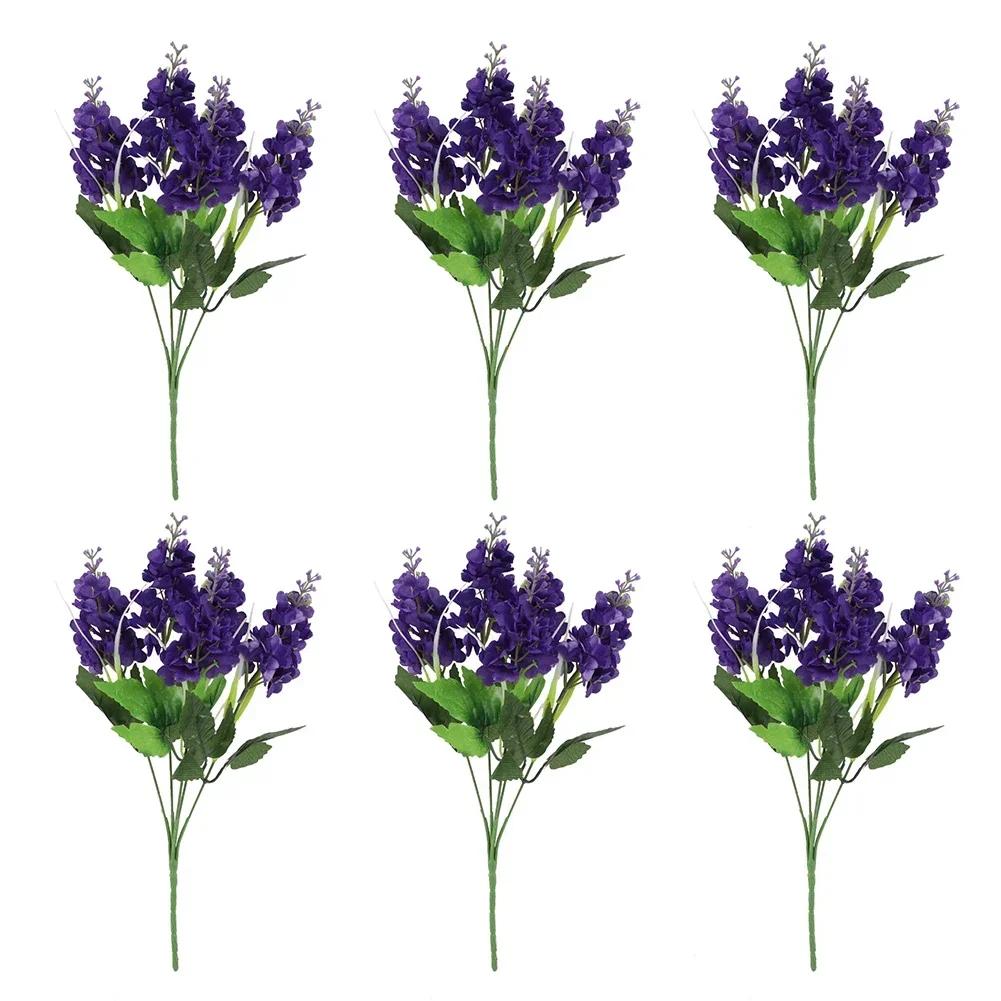 6 Artificial Flowers 35cm Deep Purple/light Purple/yellow/white/pink Artificial Lavender Hyacinth Flowers For Home Garden Decor