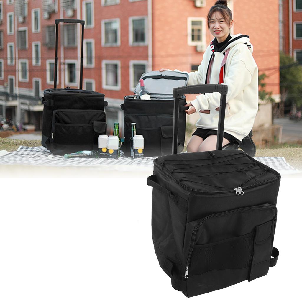 43L Rolling Cooler Dual  Waterproof Portable Insulated Wheeled Cooling Bag with Handle for Picnic Camping Rolling Cooler