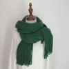 Winter long scarf women's simple fringed shawl with imitation cashmere windproof warm solid color scarf