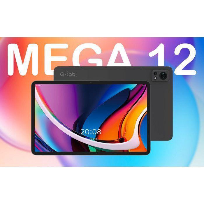 Tablette - G-TAB - MEGA12 - 12 pouces - 8 Go RAM - 256 Go Stockage - Android 15 - Gris