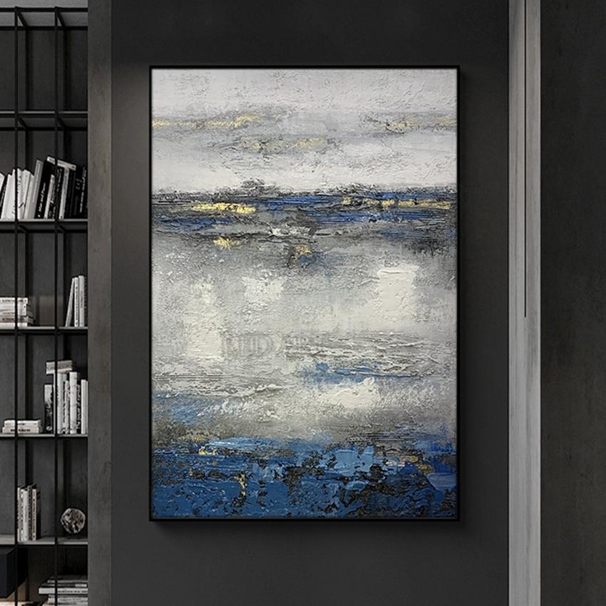 Large Size Contemporary Abstract Picture Golden Foil Canvas Paintings On Canvas Bedroom Framelessation Unframed