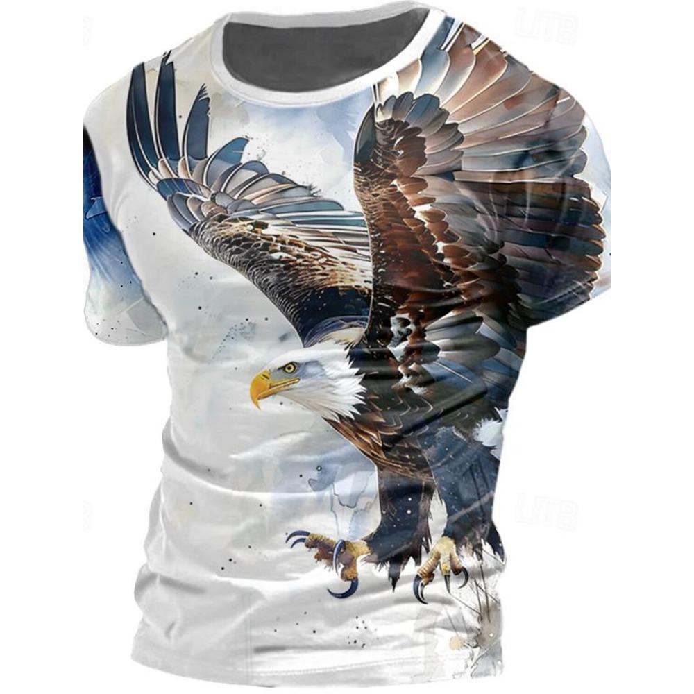 Animal Wolf Fashion Ethnic Athleisure Men's 3D Print T Shirt Tee Street Sports Outdoor T Shirt Crew Neck Shirt Summer Clothing