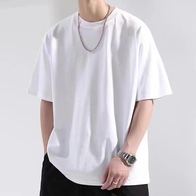 

Мужская ретро летняя базовая однотонная футболка с коротким рукавом свободного кроя M