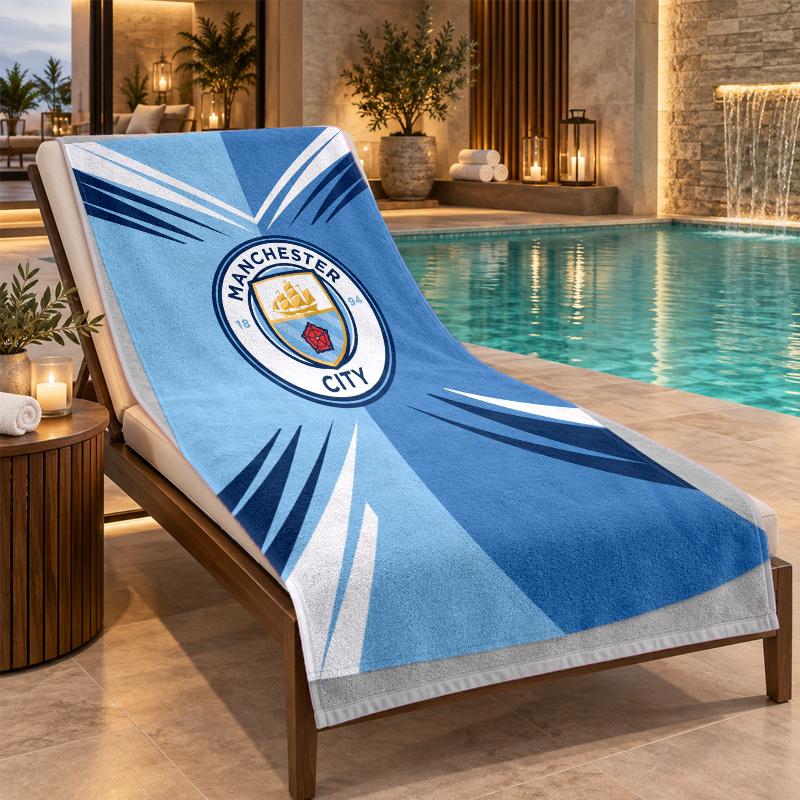 Beach Towel with Manchester City Design, Quick Dry Lightweight Towel for Swimming Pool Travel