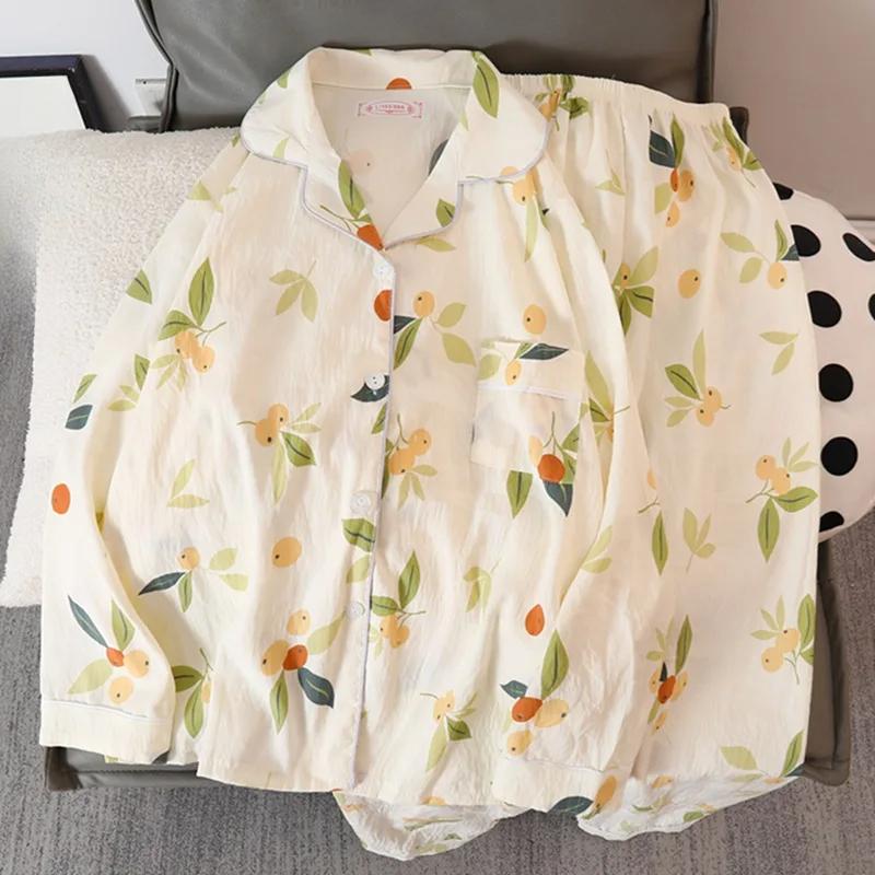 Autumn and Winter New Women's Pajamas Homewear Suit Cloud Cotton Cute Girls Loose Leisure Homewear Spring and Autumn Clothing