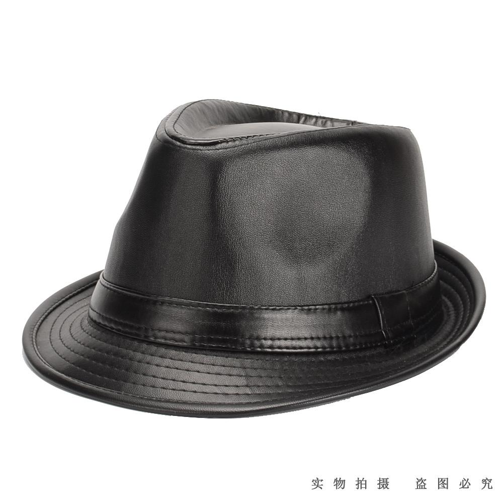 Autumn And Winter New British Men'S Top Hat Woolen Hat Middle-Aged And Elderly Men'S Jazz Hat Hat Leather Top Hat