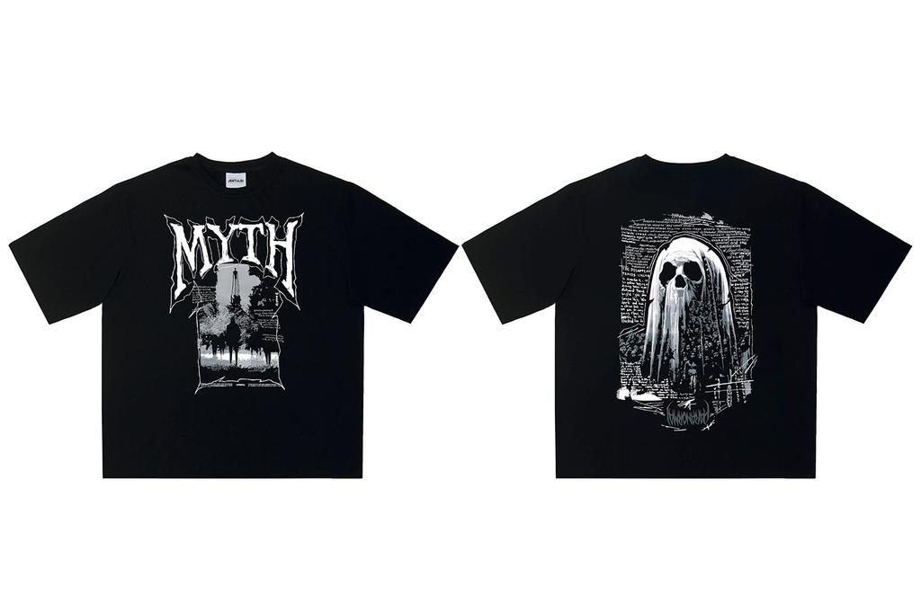 Streetwear Oversized Mens TShirt Cotton Myth Aesthetic Graphic Print Tops Korean Harajuku Goth Y2k Hip Hop Clothing Unisex Tee