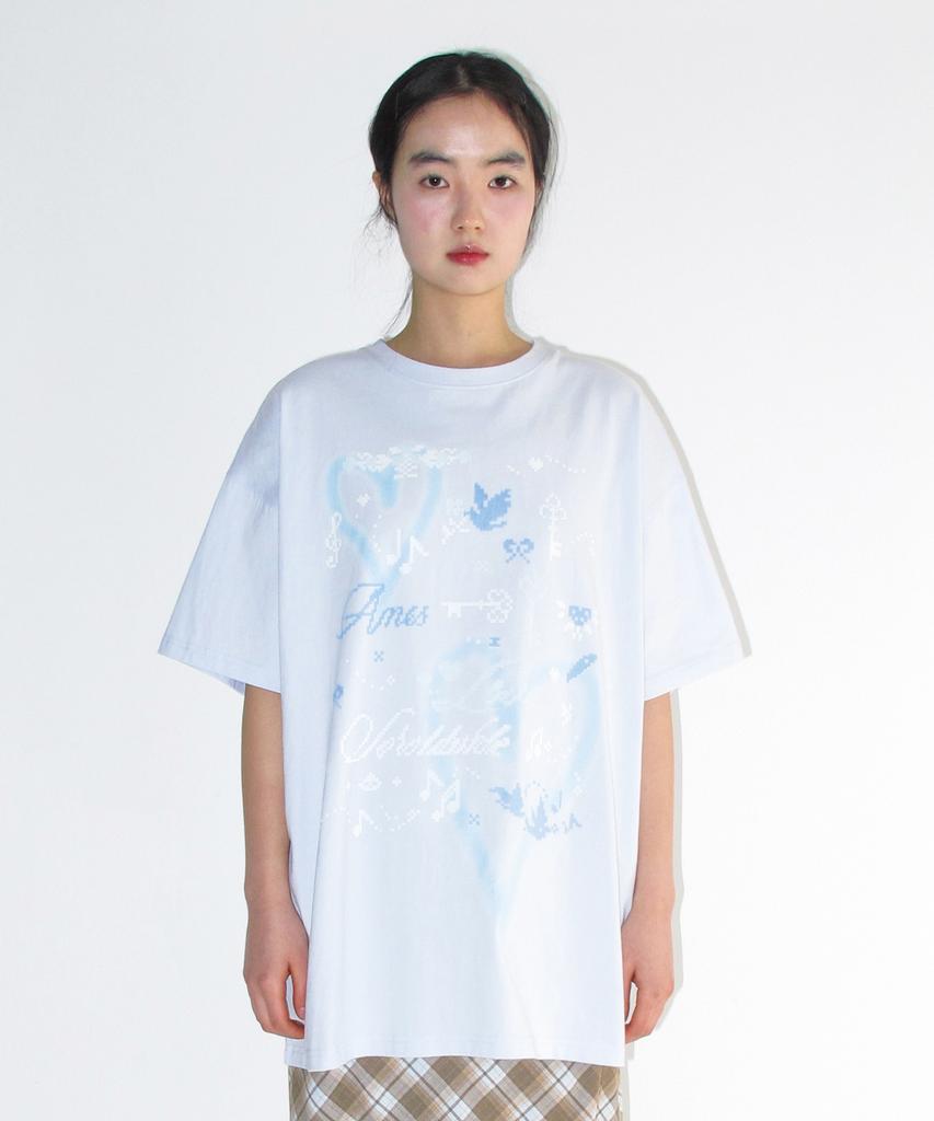 AMES-WORLDWIDE Heart Pixel Art Tee Blue