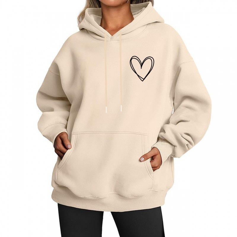 Autumn Love Printed Hoodies Fashionable Casual Sports Long Sleeved Women's Hooded Sweatshirts
