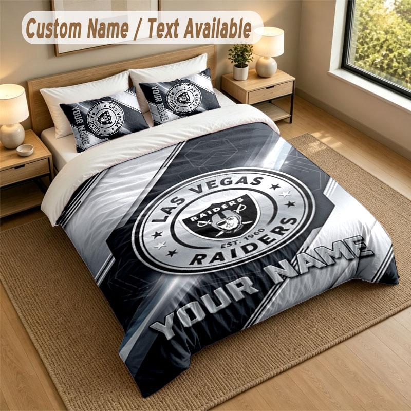 Bedding Set 1 Duvet Cover 2 Pillowcases Las Vegas Raiders Print Soft Bed Linen Bedroom Decor