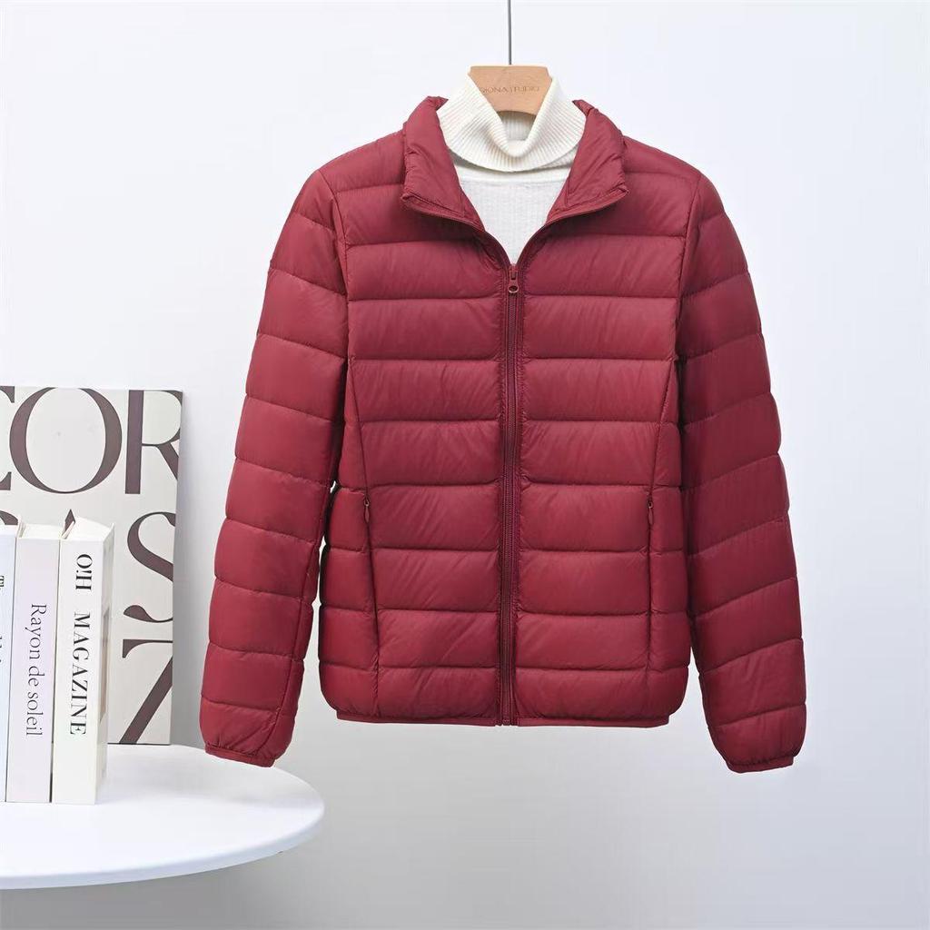 2025 Jesień/Zima Kurtka Puchowa Lekka ze Stójką w Dużym Rozmiarze - Wyszczuplająca Odzież Wierzchnia Casual dla Kobiet