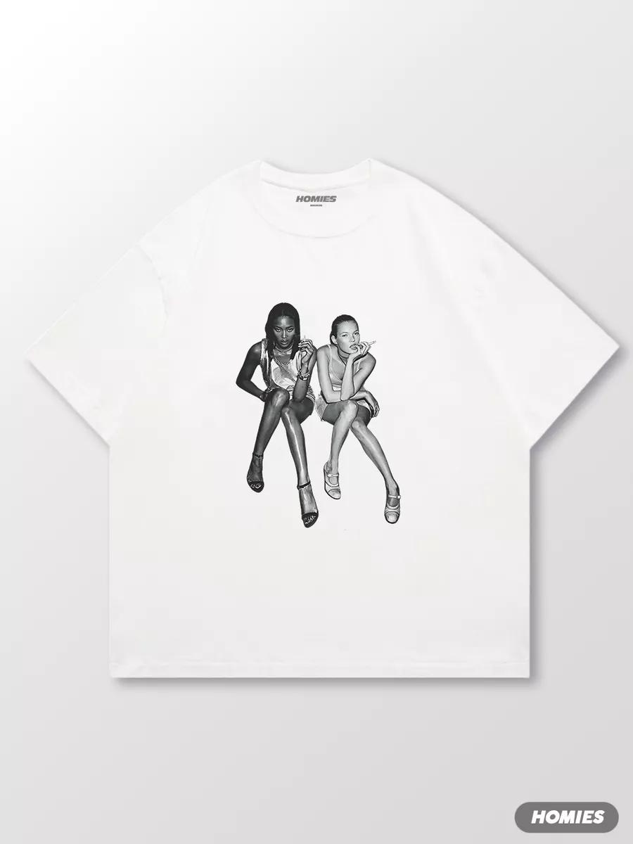 Fashion longline oversized printed T-shirt M