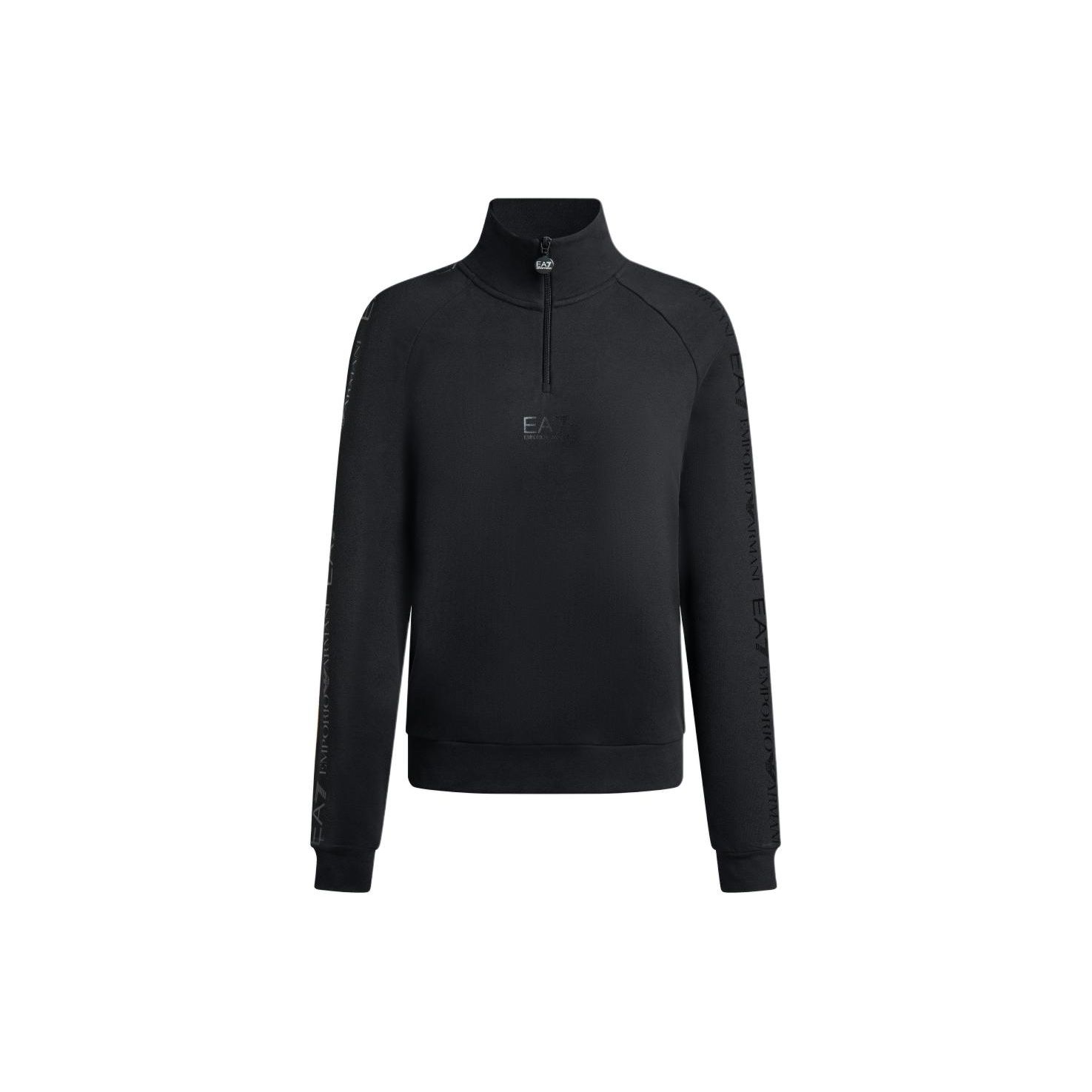 Emporio Armani Ea7 Fw23 Solid Logo Letter Print High Neck Sweatshirt Women sweatshirt Black 6RTM08-TJPLZ-0228 S