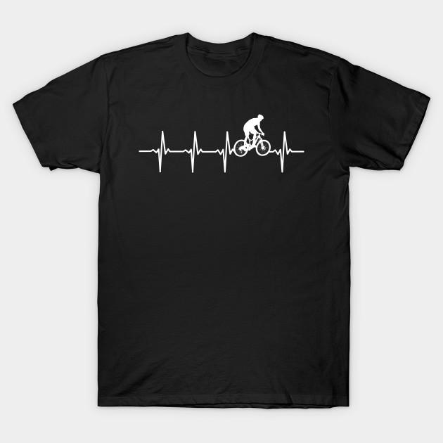 Men Black Print T-shirt Mtb Mountain Biking Heartbeat Gift For Mountain Bikers No-Cut Transfer Paper Print Cotton Tshirt 2XL чёрный