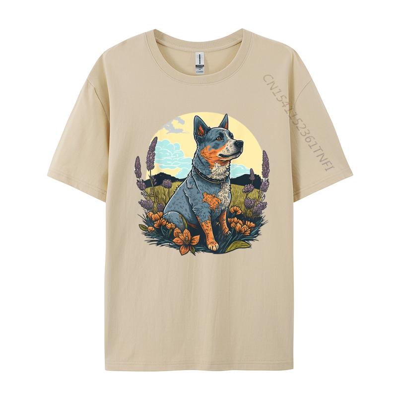 Cute Blue Heeler Dog Tshirt Kawaii Goth Printed On T Shirts Shirt For Men New Coming Cotton Slim Fit Tshirts