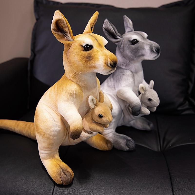 Kangaroo Mom and Son Stuffed Doll Cute Appease Sleep Pillow Creative Birthday Gift ReaListic Kangaroo Plush Toy