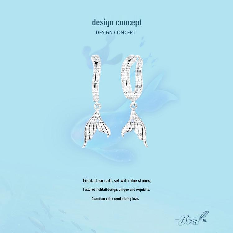 Boucles d'oreilles queue de poisson style océan: Argent Sterling S925 Élégant avec Placage Platine pour Femmes