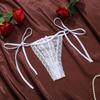 Adjustable Waist Strap Bow Lace Flower Transparent Briefs Low Waist Romantic T Panties  Lady