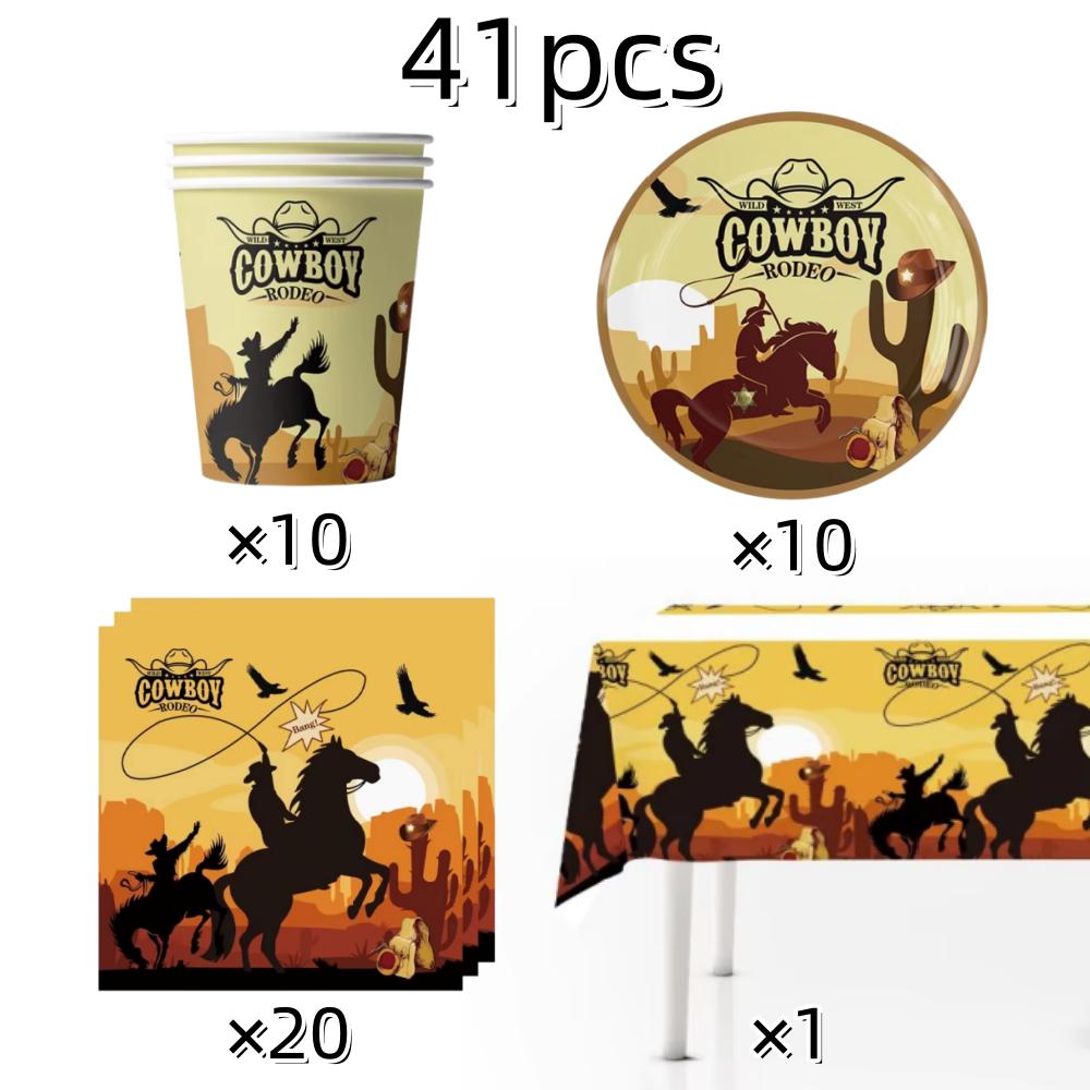 Cowboy Birthday Party Decoration Welcome To Wild West Party Supplies Tableware Balloon Cup Plate For Kids Party Favor Gifts