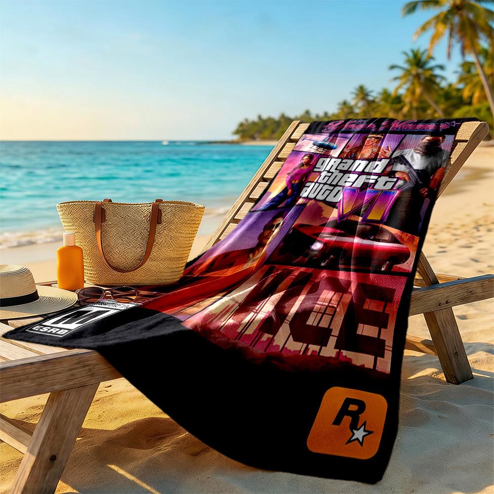 Grand Theft Auto Customize Text Beach Towel Super Soft Microfiber Quickdry Fabric Suitable for Swimming Gym Camping Yoga Vacation