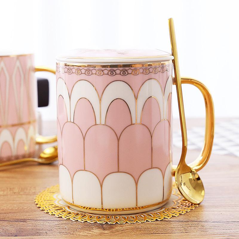 British European Ceramic Couple Water Cup Afternoon Tea Light Luxury Cup Coffee Cup Belt