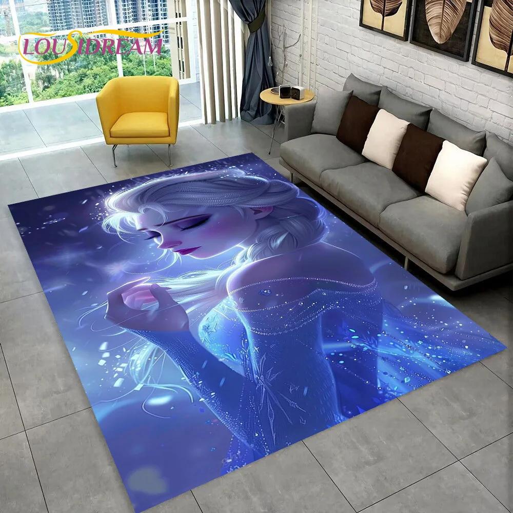 Frozen Elsa Princess Snow Queen Cartoon Carpet Rug for Home Living Room Bedroom Sofa Doormat Decor,Kid Non-slip Floor Mat