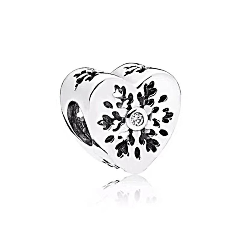 Silver Plated Sparkling Herbarium Snowflake Mini Murano Glass Charm Beads for Original Silver Bracelet