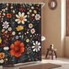 Vintage Black Floral Shower Curtain Retro Shower Curtains for Bathroom Colorful Flower Decor for Bathroom Picture Print Fabric