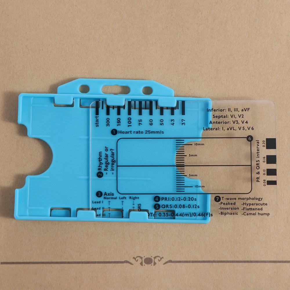 Clear ECG 7 Step Ruler Card Portable Pocket ECG EKG Calipers  for ECG Assessment