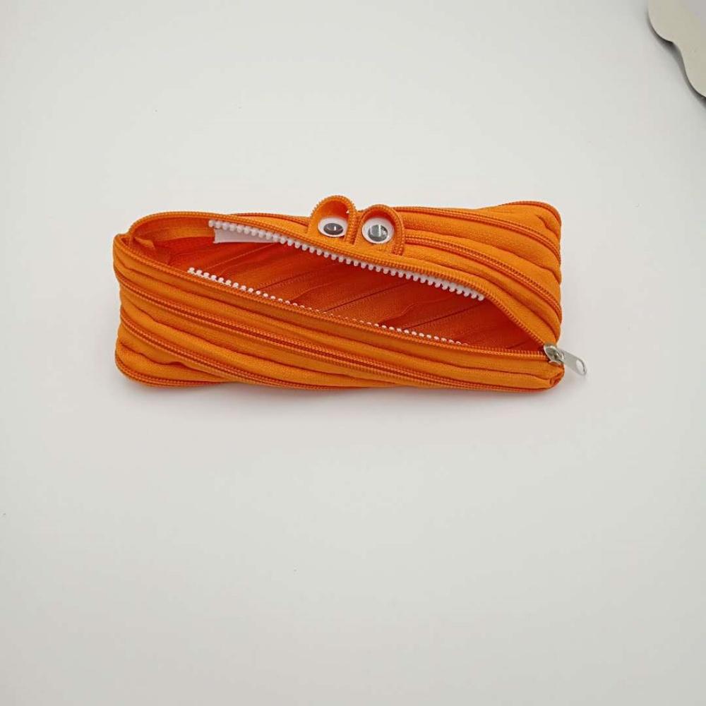 

Cute Cartoon Monster Zipper Pen Case Large Capacity Nylon Stationery Organizer Multifunctional Pencil Bag For Students Kids помаранчевий
