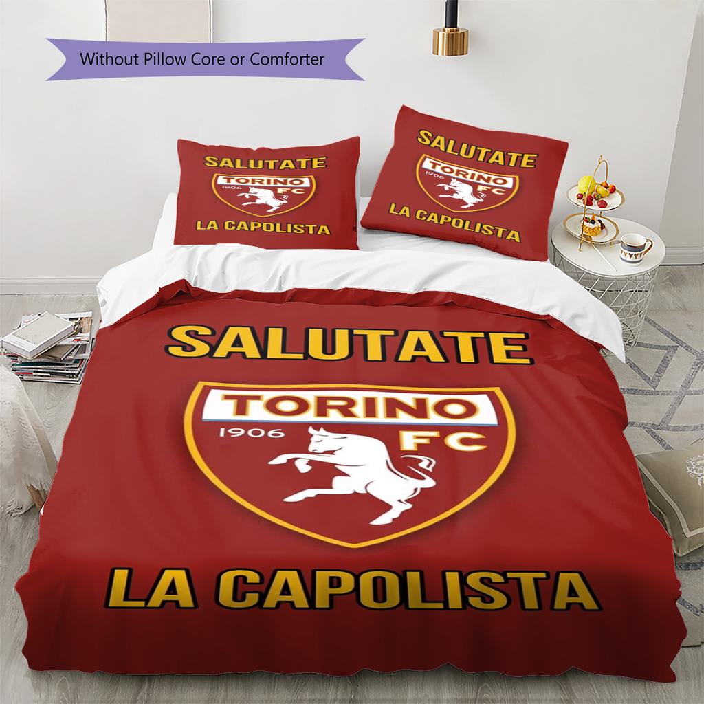 Torino Fc Pattern Bedding Set Quilt Cover Pillowcase Home Decor Gift (1 * Duvet Cover + 2 * Pillowcase, Without Core)