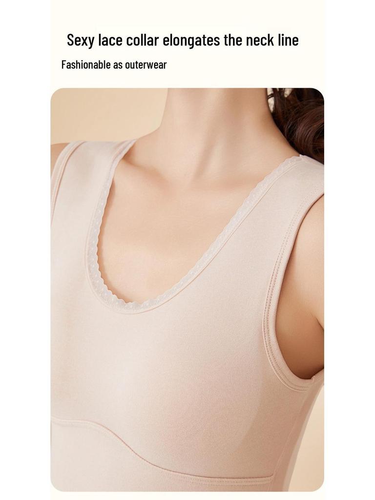 Women's Seamless Extra Thick Lambswool Fleece Vest - Warm Sleeveless Base Layer for Autumn and Winter