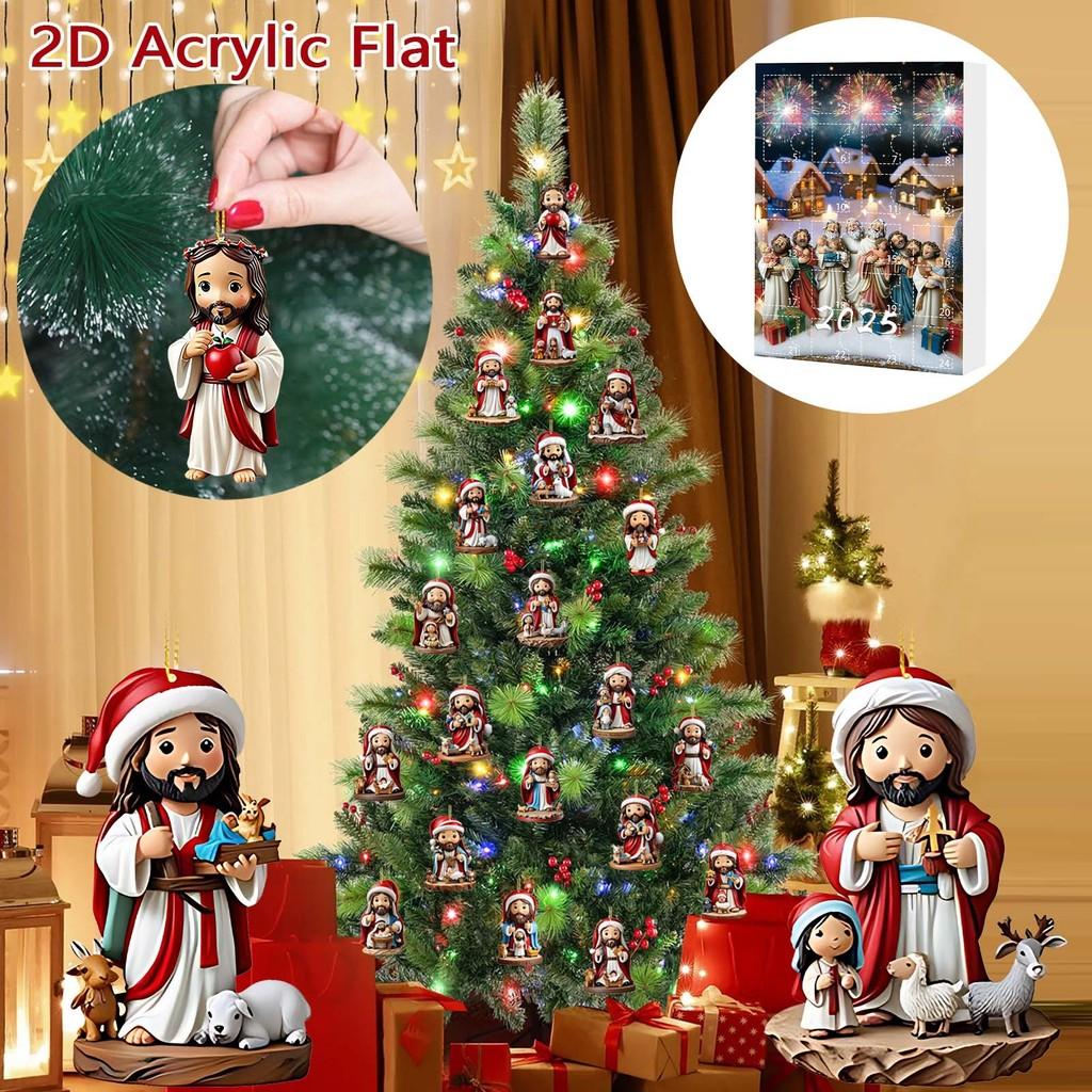 Christmas Countdown Calendar Box With Santa Claus Acrylic Assembled Decor For Holiday Gift Giving