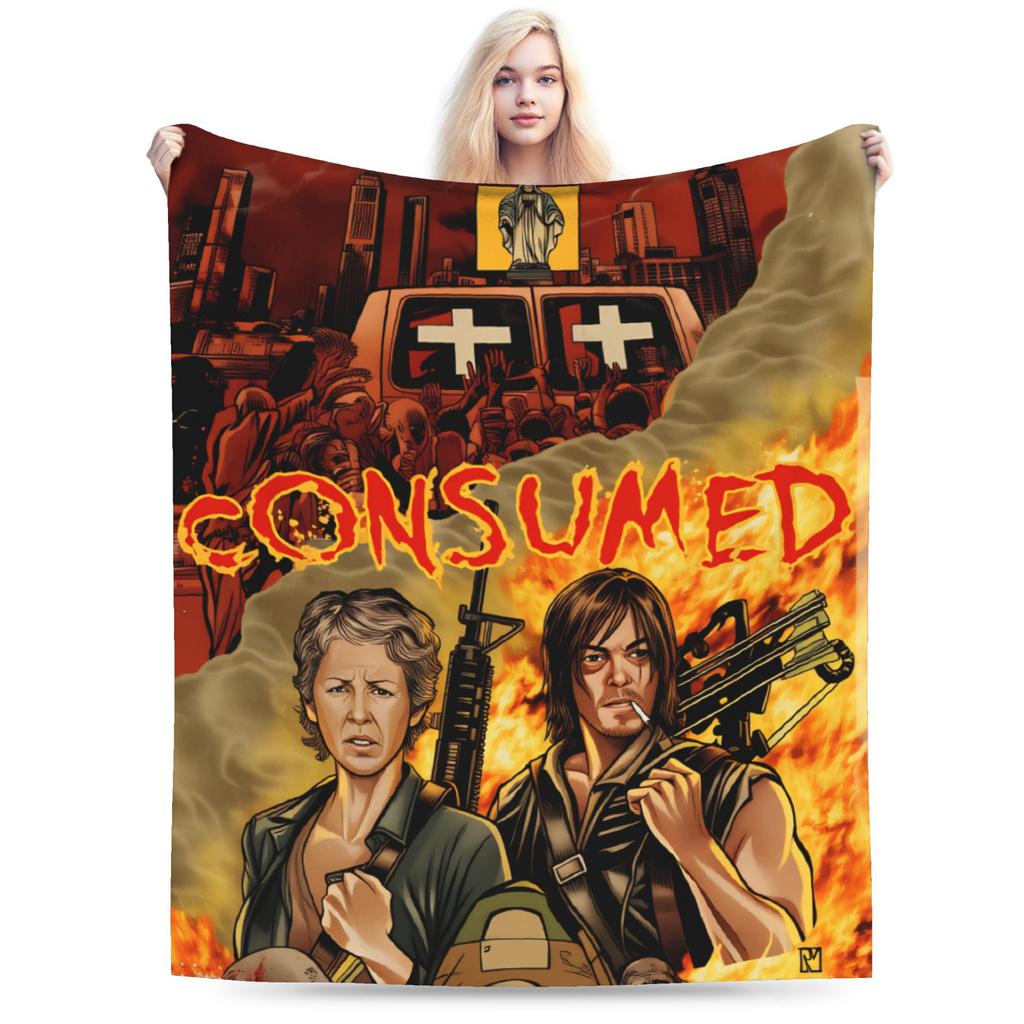 Daryl Dixon Bootleg Vintage  The Walking Dead Flannel Blankets Winter  Super Soft Bedding Throws for Boy Girl Bedspread Sofa Bed